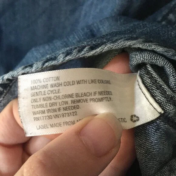 Denim Button Down Cotton Overshirt | XS - Picture 7 of 7